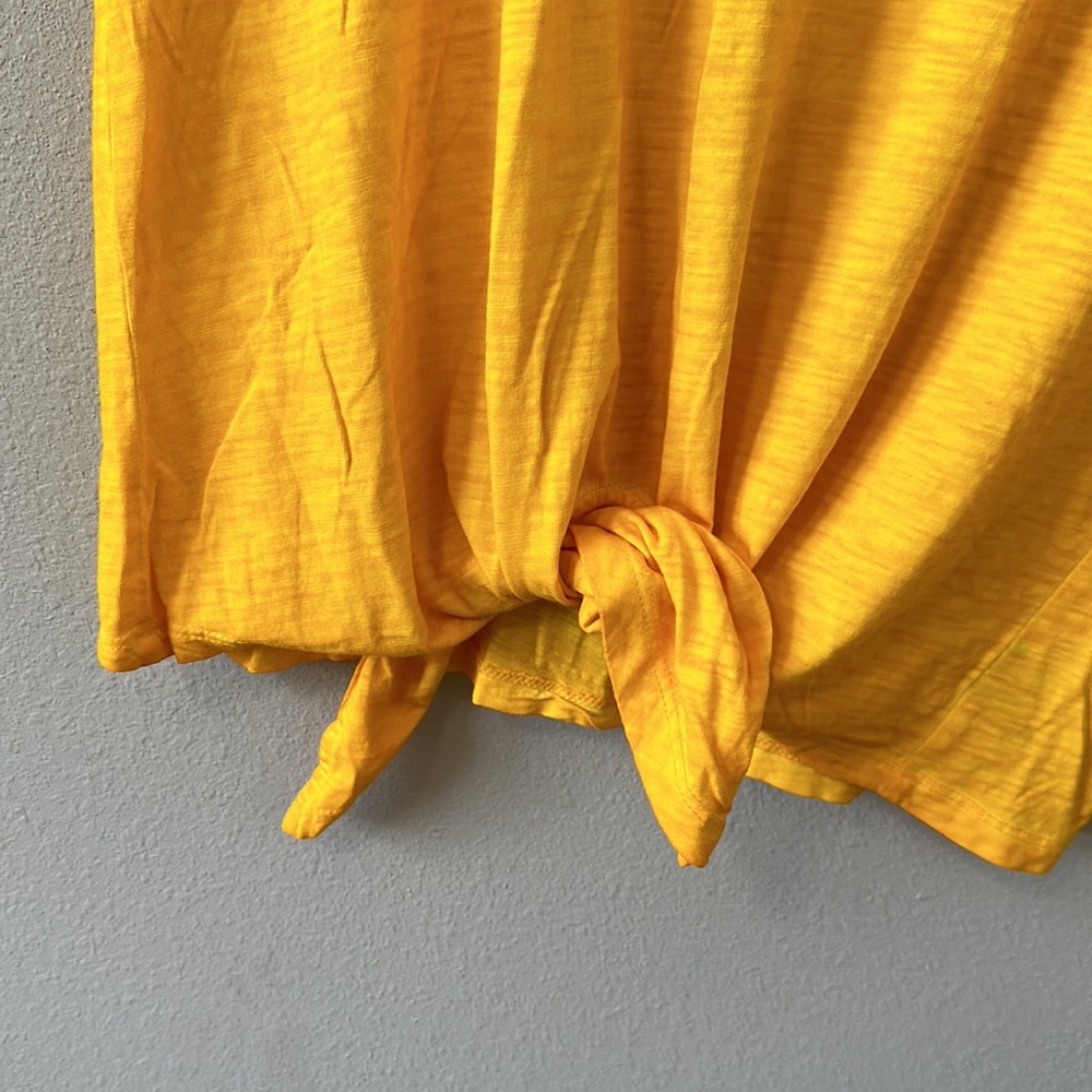 Sanctuary Yellow Short Sleeve Tie Front Blouse XL - Picture 6 of 10